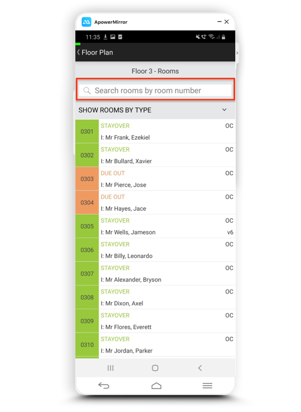 Search by room number